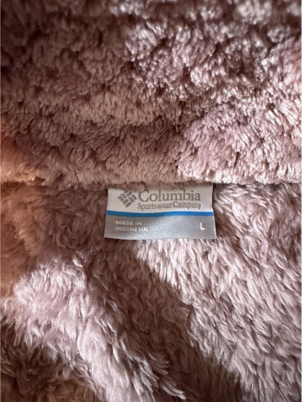 Columbia Fire Side Half Zip Pullover Sherpa Fleece Womens Large Mauve Pink Soft
